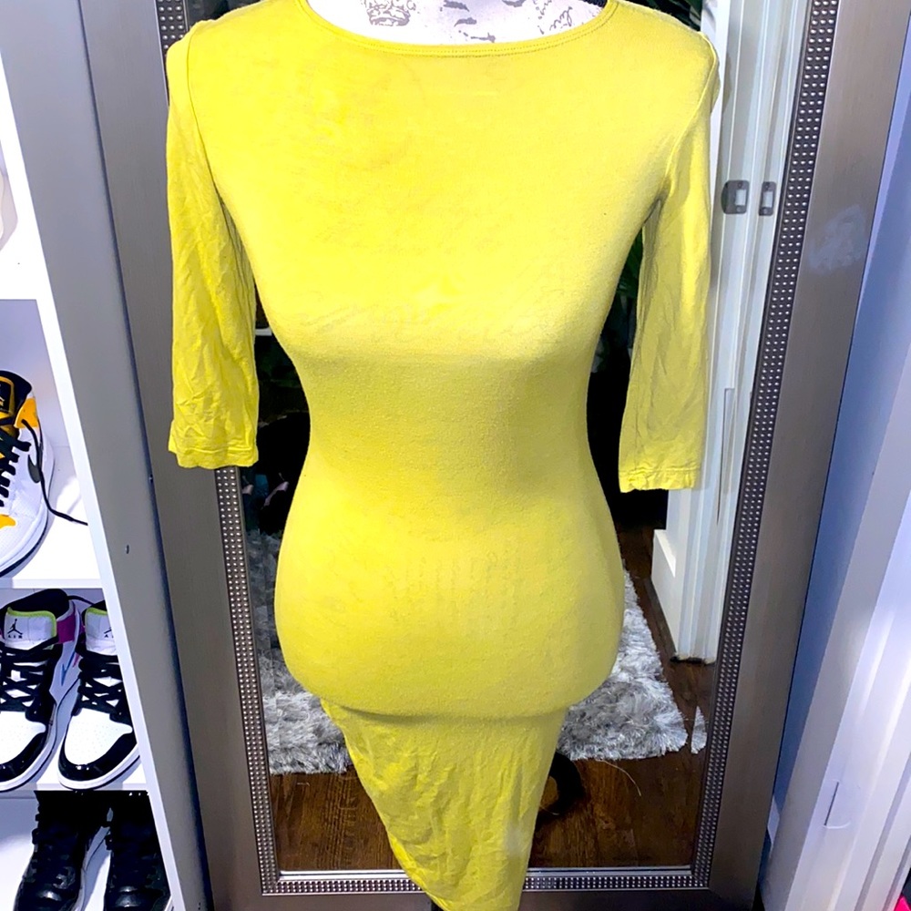 Yellow midi dress with back design
